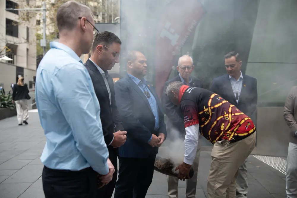 Sentient Chief Executive Steve O’Neill taking part in a smoking ceremony in Sydney